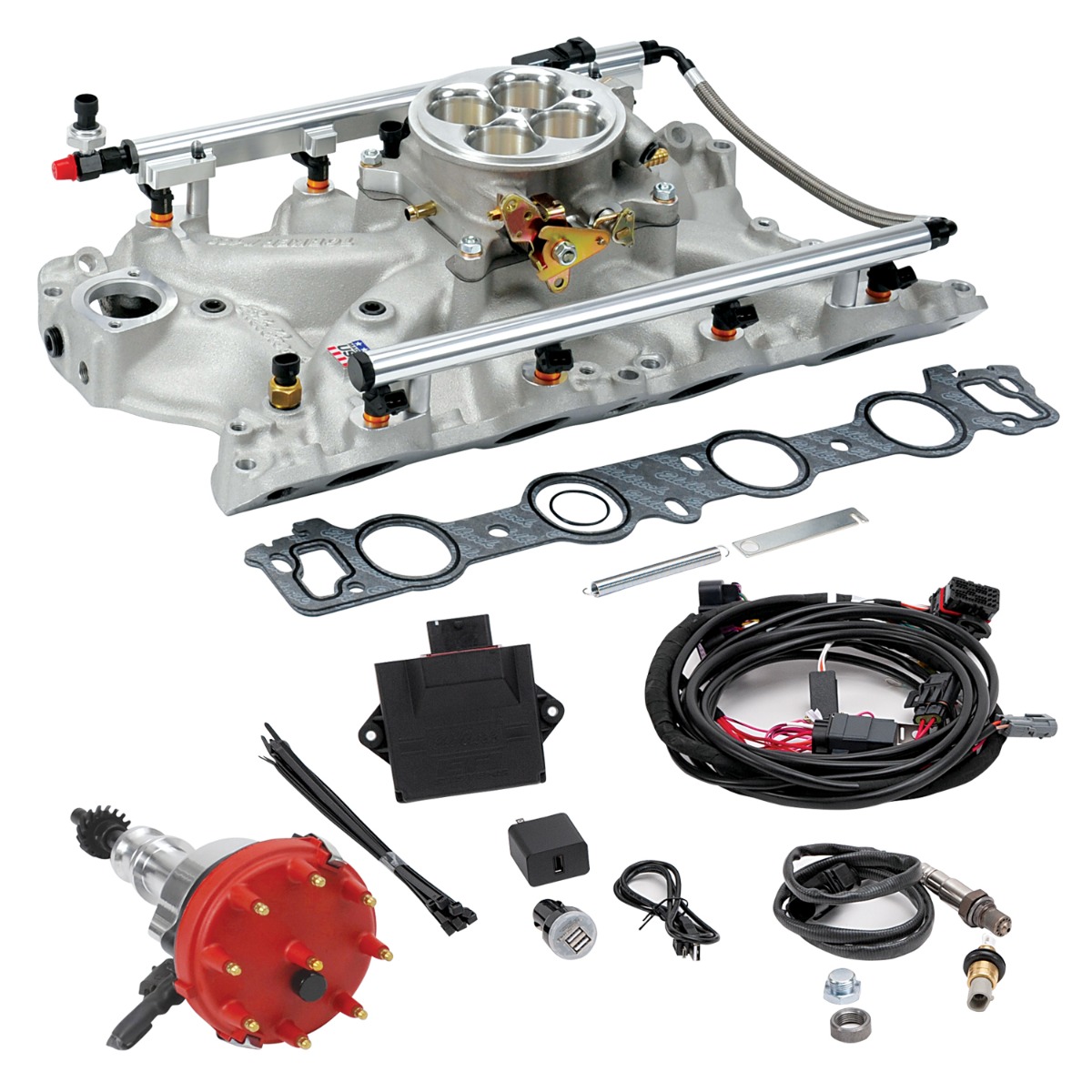 (image for) Edelbrock Pro-Flo 4 EFI System #35680 for Ford 429/460 engines is an advanced sequential-port electronic fuel injection for the 385-series big-blocks manufactured from 1968 through 1987.